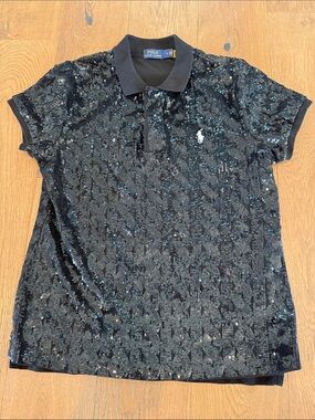 Polo Ralph Lauren Sequin Cable Knit Polo - M